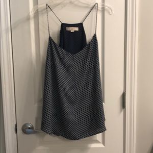 Loft lined polyester tank. Navy/white. Sz L